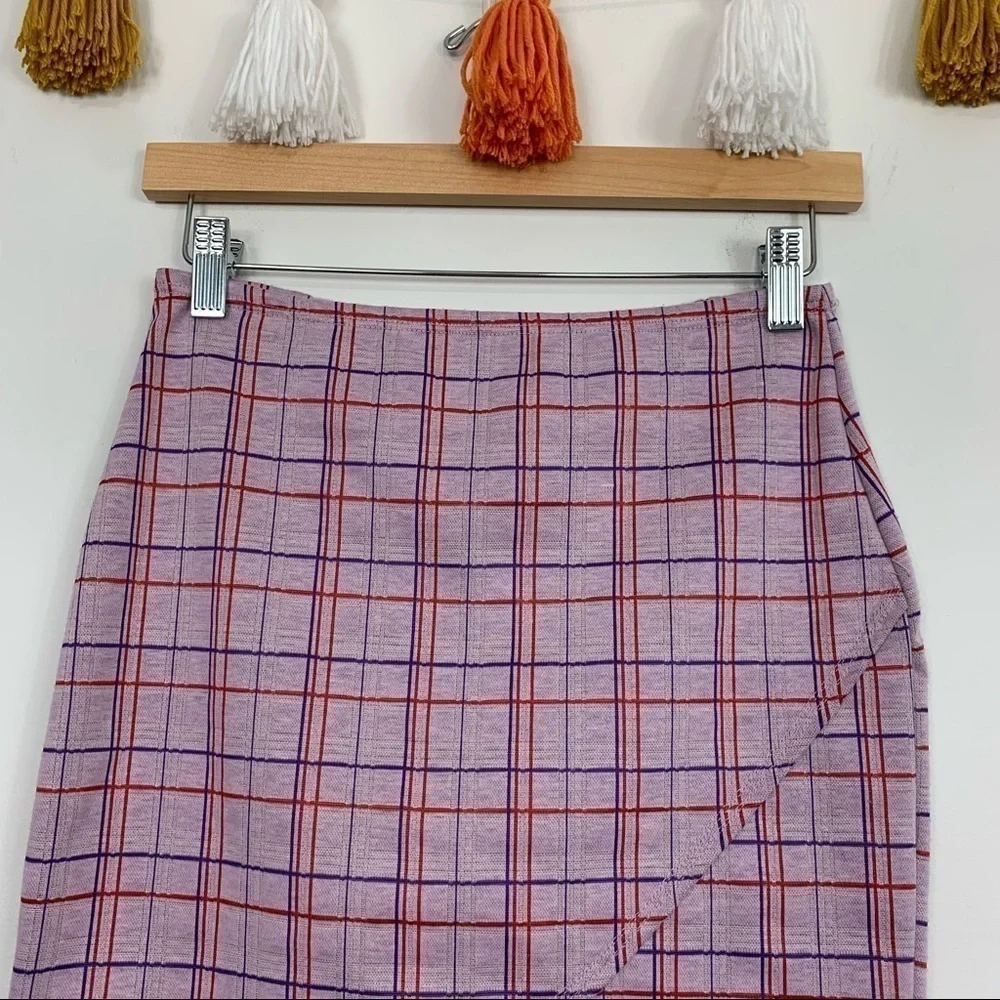 Just Polly Purple Red Plaid Mini Skirt Size 0
